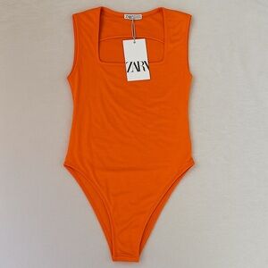 Zara Orange Bodysuit